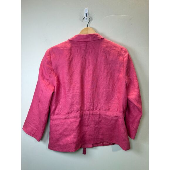 JM Collection Linen Jacket Women's Size 8 Pink Drawstring Lightweight Casual - Picture 2 of 3